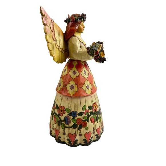 2002 Heartwood Creek Angel of Gratefulness Jim Shore Statue Angel With Flowers - Picture 5 of 8